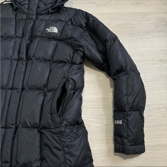 The North Face 600 Down Metropolis Puffer Parka Jacket Womens BLK Hooded medium - Picture 3 of 10